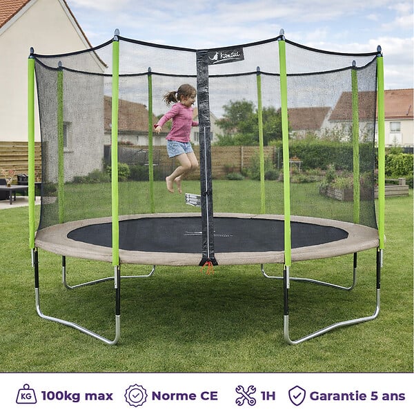 KANGUI - Trampoline Ø 360 cm + filet + échelle + bâche + kit d'ancrage - JUMPI 360 - large