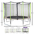 KANGUI - Trampoline jardin Ø 430 cm + filet + échelle - JUMPI 430 - Taupe/Vert - vignette