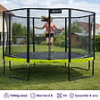 KANGUI - Trampoline de jardin Ø 360cm + filet de sécurité + échelle - PUNCHI 360 Vert - vignette