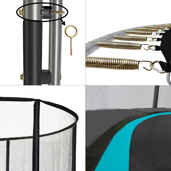 KANGUI - KANGUI Trampoline de jardin 365 cm + filet de sécurité - PUNCHI Bleu 360 - large