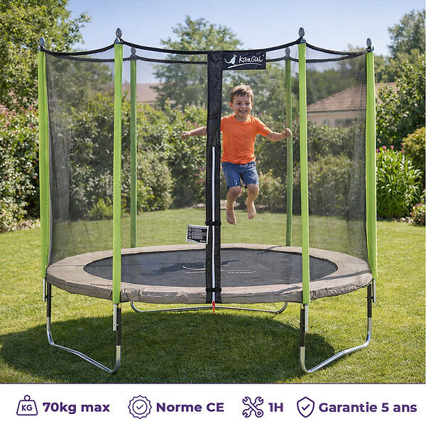 KANGUI - Trampoline Ø 250 cm + filet + échelle + bâche + kit d'ancrage - JUMPI 250 - large