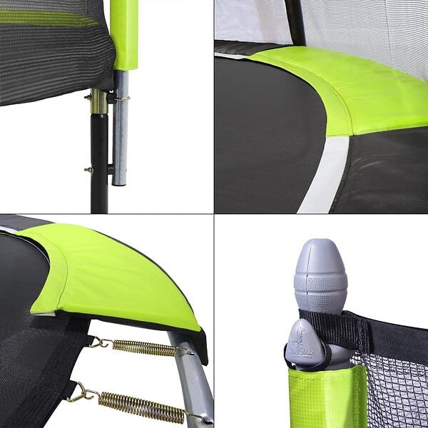 KANGUI - Trampoline jardin Ø 250 cm + filet + échelle - JUMPI 250 - Noir/Vert - large