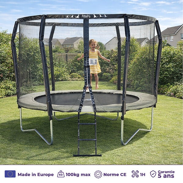 KANGUI - Trampoline Premium Ø 300 cm avec filet de sécurité + échelle - Famili 300 - large