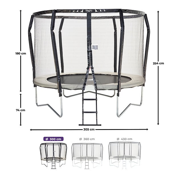 KANGUI - Trampoline Premium Ø 300 cm avec filet de sécurité + échelle - Famili 300 - large
