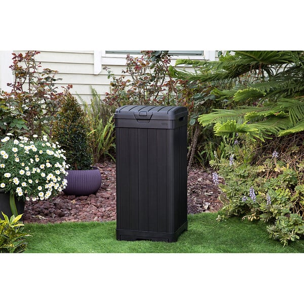 KETER - Keter Baltimore poubelle extérieure 125 L en plastique noir 41 x 41 x 87,4 cm (236997) - large