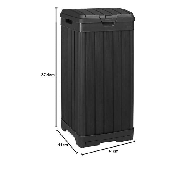 KETER - Keter Baltimore poubelle extérieure 125 L en plastique noir 41 x 41 x 87,4 cm (236997) - large