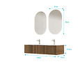 AURLANE - Meuble Salle de Bains YUKI 120 2 Tiroirs Décor Chêne et Noir - Vasque Blanche - Miroirs Ovales 50x80 - vignette