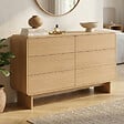 ID MARKET - Commode 6 tiroirs CAPUCINE 110 cm façon hêtre design arrondi - vignette