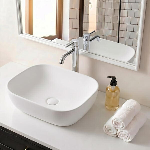 SWISS AQUA TECHNOLOGIES - Vasque à poser 45,5 x 32,5 x 13,5 cm sans trop-plein blanc mat Infinitio SAT (SATINF4532M) - large