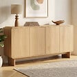 ID MARKET - Buffet 160 cm CAPUCINE XXL 4 portes façon hêtre design arrondi - vignette