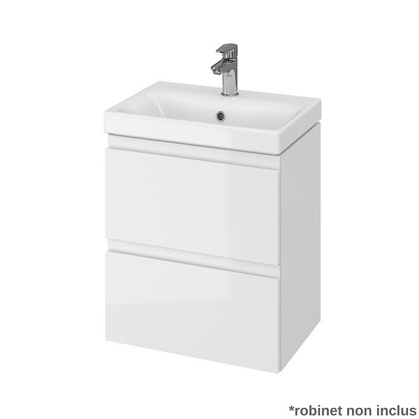 CERSANIT - Meuble salle de bain-50x35cm-Gain de place-Blanc Brillant-Moduo Slim - large