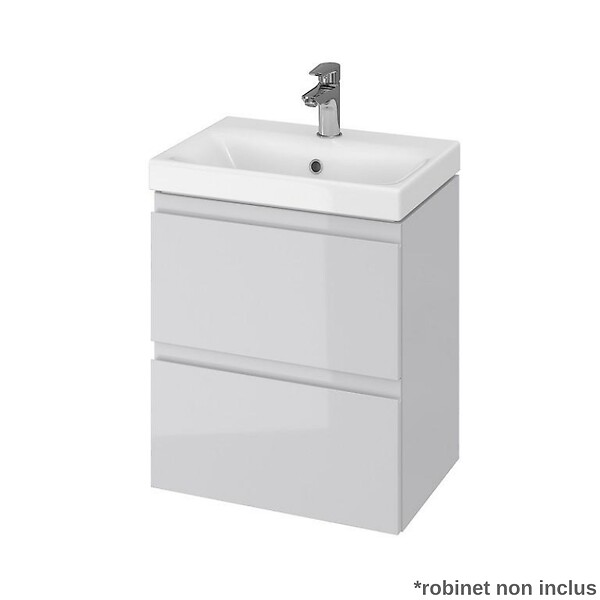 CERSANIT - Meuble salle de bain-50x35cm-Gain de place-Gris Clair-Moduo Slim - large