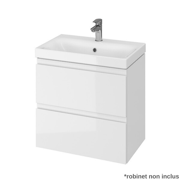 CERSANIT - Meuble salle de bain-60x37.5cm-Gain de place-Blanc Brillant-Moduo Slim - large
