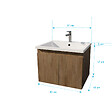 AURLANE - Meuble de salle de bains 60cm à Suspendre Décor Bois Clair - 2 Portes - Vasque Blanche - ELEMENTARY - vignette