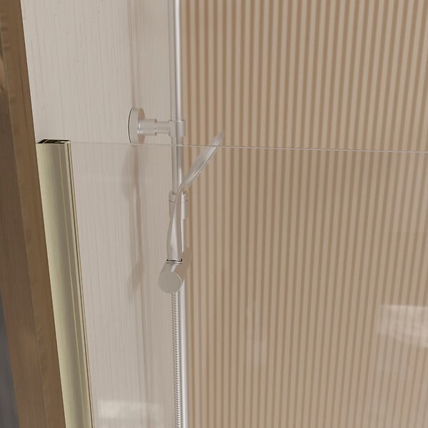 AURLANE - Paroi de Douche 50x195 cm en Verre Trempé 5 mm - Finition Or Brossé - GOLD ELEMENTARY - large