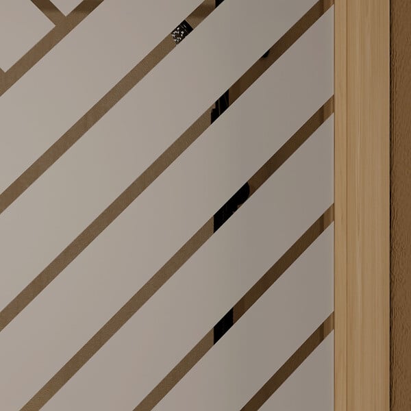 AURLANE - Paroi de douche 120x200 HINATA - Style Japandi Geometrique - Cadre Effet Bois - Verre 6mm - large