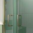 AURLANE - Porte de Douche Double Battant 90x200cm - Verre Trempé Transparent 6mm - Profil Or Doré Brossé - vignette