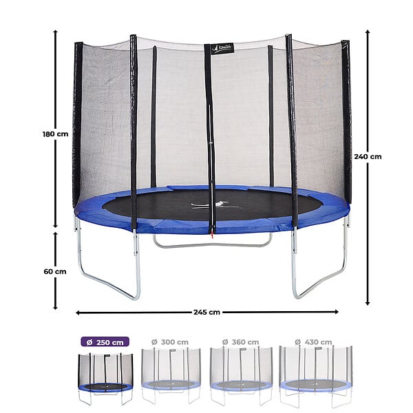 KANGUI - KANGUI Trampoline rond Bleu Ø250cm avec filet de protection - large