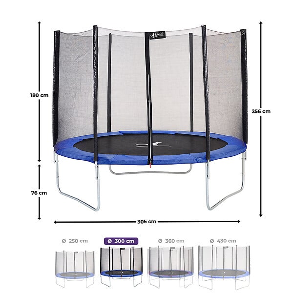KANGUI - KANGUI Trampoline rond Bleu Ø300cm avec filet de protection - large