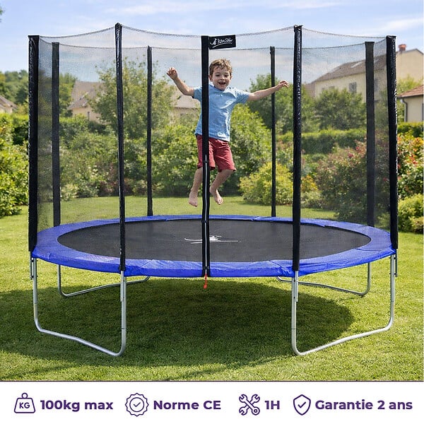 KANGUI - KANGUI Trampoline rond Bleu Ø360cm avec filet de protection - large