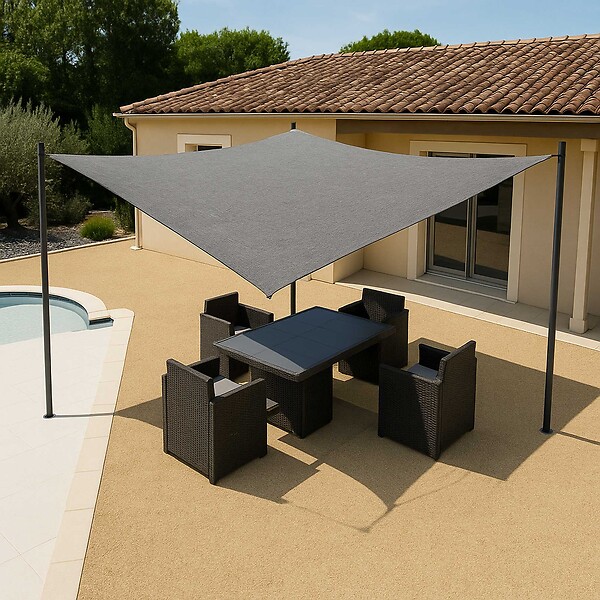 WERKAPRO - Voile d'ombrage grise  3,6 x 3,6 m - large