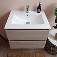 KIAMAMI VALENTINA - Les Meubles De Salle De Bain 60 Cm À Tiroirs Modèle Berlin Elm Leone Basin D'éclairage À Led - vignette