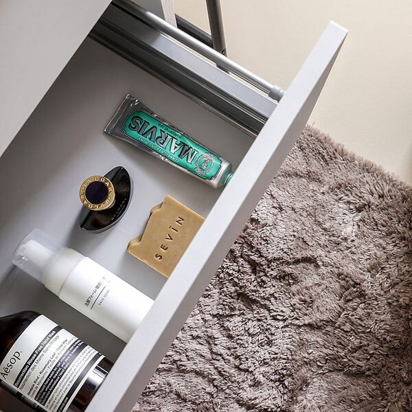 KIAMAMI VALENTINA - Meuble De Salle De Bain Suspendu 100 Cm Avec Tiroir Blanc Effect Bois | Sole - large