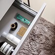 KIAMAMI VALENTINA - Meuble De Salle De Bain Suspendu 100 Cm Avec Tiroir Blanc Effect Bois | Sole - vignette