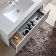 KIAMAMI VALENTINA - Meuble De Salle De Bain Suspendu 100 Cm Avec Tiroir Blanc Effect Bois | Sole - vignette