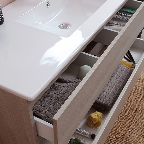 KIAMAMI VALENTINA - Armoire De Toilette Murale Avec Lavabo Intégré Et Miroir Série Berlin 120 Cm - large