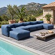 OVIALA - Salon de jardin modulable 6 places bleu pacific - Mixi - vignette