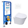 ROCA - Pack WC bâti-support + WC suspendu sans bride Swiss Aqua Technologies avec abattant SoftClose + plaque (ROSTINWR04-FR) - vignette