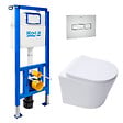 ROCA - Pack WC bâti-support + WC suspendu sans bride Swiss Aqua Technologies avec abattant SoftClose + plaque (ROSTINWR05-FR) - vignette