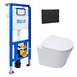 ROCA - Pack WC bâti-support + WC suspendu sans bride Swiss Aqua Technologies avec abattant SoftClose + plaque (ROSTINWR06-FR) - vignette