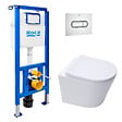ROCA - Pack WC bâti-support + WC suspendu sans bride Swiss Aqua Technologies avec abattant SoftClose + plaque (ROSTINWR02-FR) - vignette