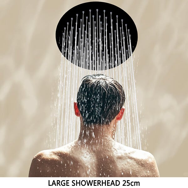 AICA SANITAIRE - Colonne de douche thermosatique 38°C AICA- Laiton- Noir- 25 x 25 cm - large