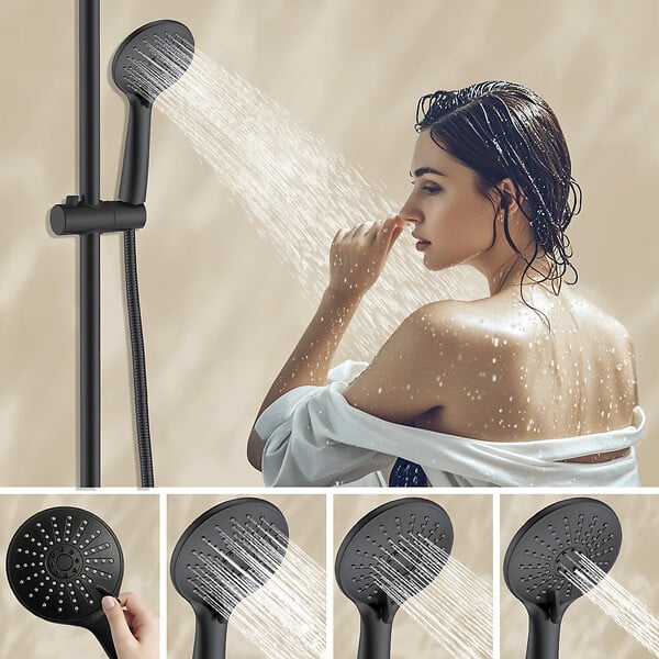 AICA SANITAIRE - Colonne de douche thermosatique 38°C AICA- Laiton- Noir- 25 x 25 cm - large