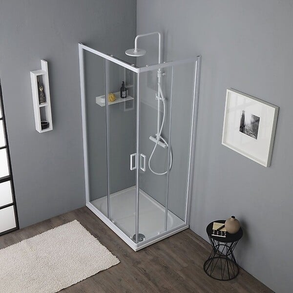 KIAMAMI VALENTINA - Cabine De Douche Avec Chassis Blanc 70X90 Cm | Venere - large