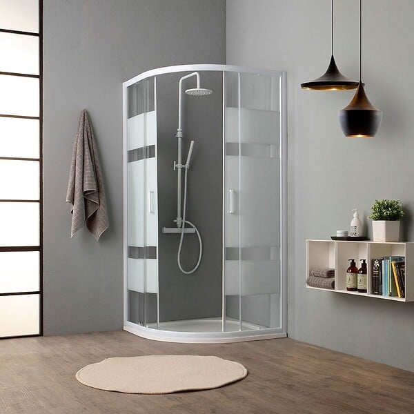 KIAMAMI VALENTINA - Cabine De Douche Incurvée 90X90 Crystal 4 Mm Sérigraphié | Venere - large