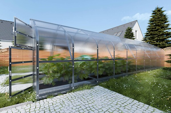 KLASIKA GREENHOUSES - Serre de jardin KLASIKA*DROP 25m2, 2,5m x 10m, 6 mm avec revêtement en polycarbonate - large