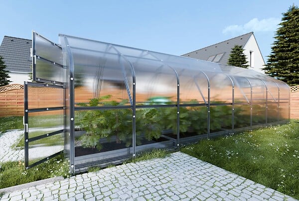 KLASIKA GREENHOUSES - Serre de jardin KLASIKA*DROP 20m2, 2,5m x 8m, 4 mm avec revêtement en polycarbonate - large
