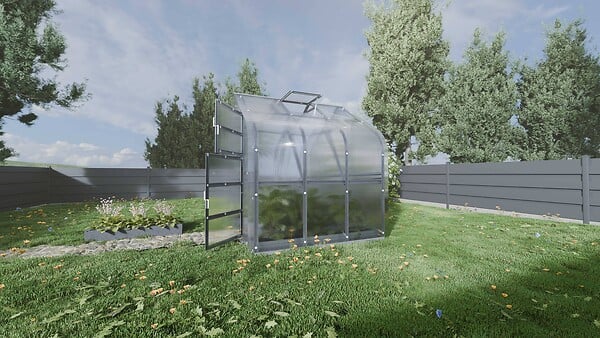 KLASIKA GREENHOUSES - Serre de jardin KLASIKA Standard 5m2, 2,5m x 2m, 4 mm avec revêtement en polycarbonate (Avec 1 toit ouvrant automatique) - large