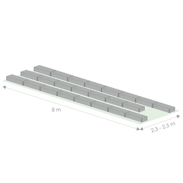 KLASIKA GREENHOUSES - Kit de jardinière surélevées pour une serre 2,5x8 m, acier galvanisé, Klasika Greenhouses - large