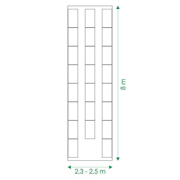 KLASIKA GREENHOUSES - Kit de jardinière surélevées pour une serre 2,5x8 m, acier galvanisé, Klasika Greenhouses - large