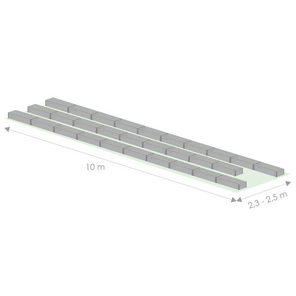 KLASIKA GREENHOUSES - Kit de jardinière surélevées pour une serre 2,5x10 m, acier galvanisé, Klasika Greenhouses - large