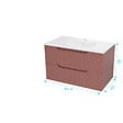AURLANE - Meuble de Salle de Bains LEON 80cm Terracotta - 2 Tiroirs en MDF Ondulés - Vasque à encastrer - vignette