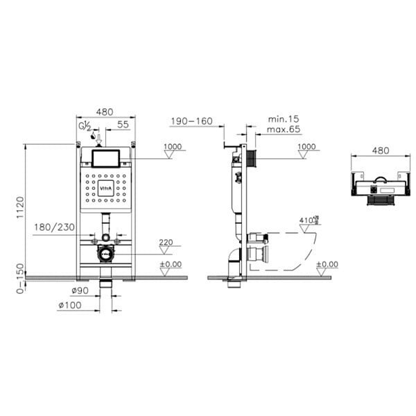 VITRA - Bâti-Support autoportant VitrA V-FIX CORE - large