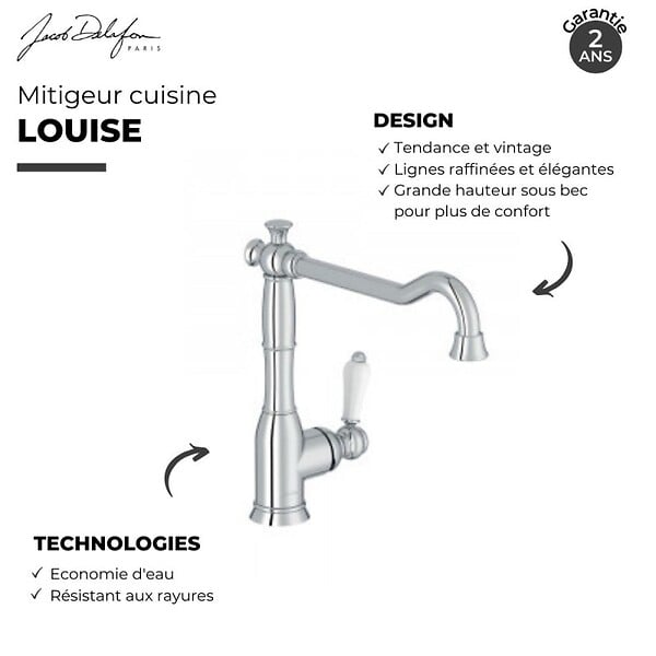 JACOB DELAFON - Robinet de cuisine Louise chrome - large