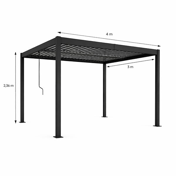 CONCEPT USINE - Pergola bioclimatique structure et lames orientables en aluminium noir 4x3m RHODES - large