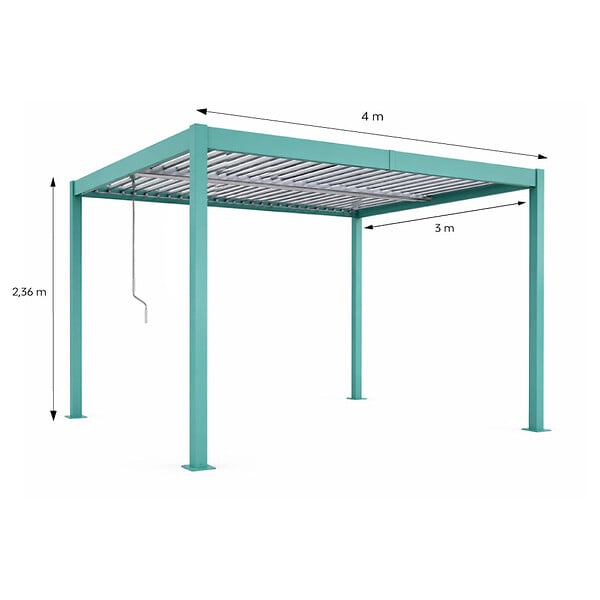CONCEPT USINE - Pergola bioclimatique structure et lames orientables en aluminium vert 4x3m RHODES - large